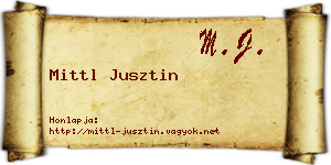 Mittl Jusztin névjegykártya